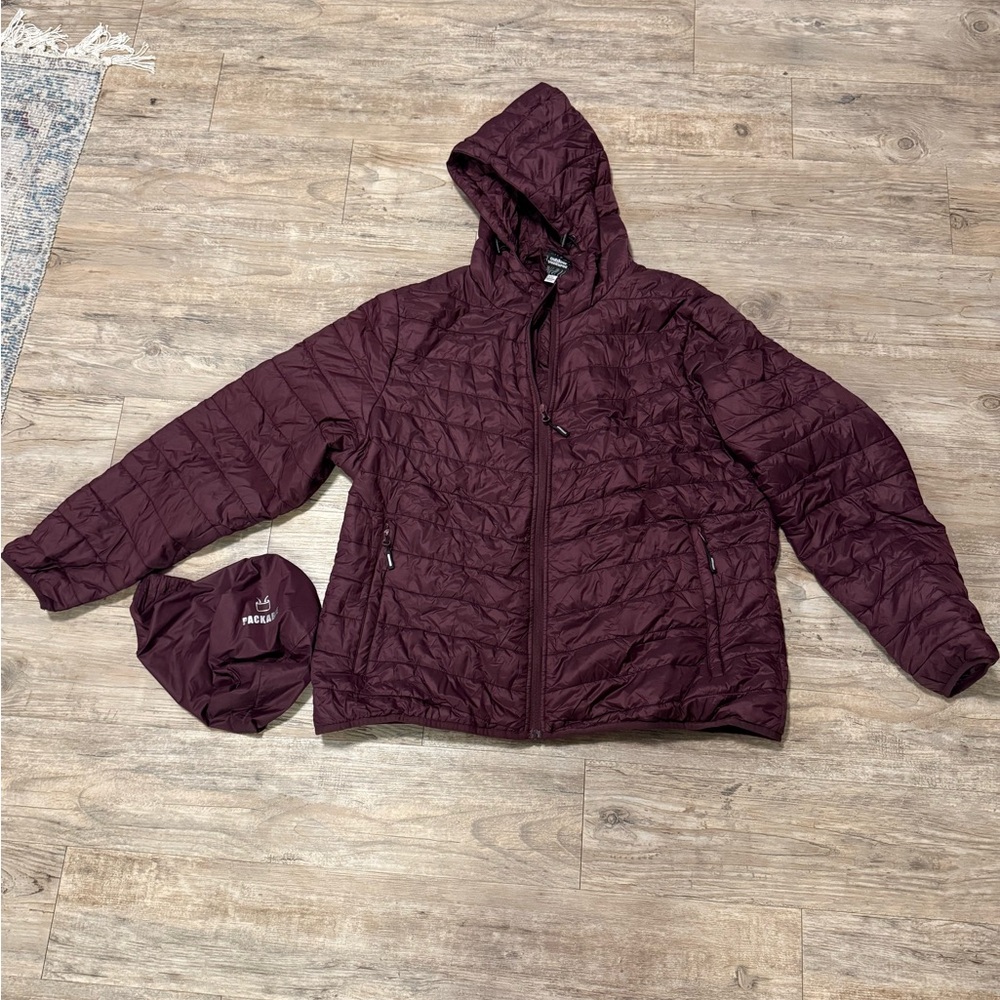 Outdoor Ventures Purple Quilted Hooded Packable Jacket XXL